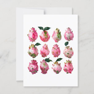 Tropical Pitaya Watercolor Art Art Vykort