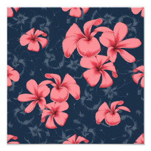 Tropical Plumeria Blommönster Fototryck