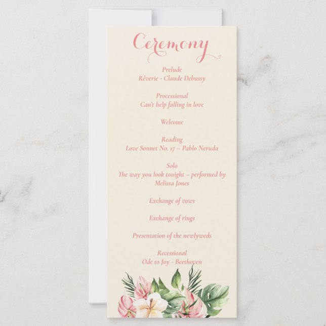 Tropical Plumeria & Flamingo Lily Blommigt Program (Framsida)