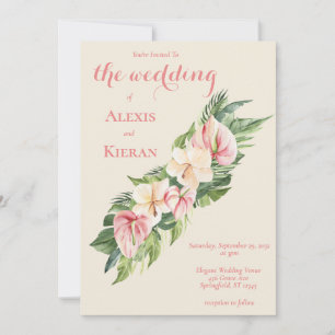Tropical Plumeria & Flamingo Lily Garland Invati Inbjudningar