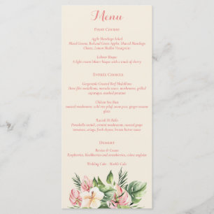 Tropical Plumeria & Flamingo Lily Menu Meny