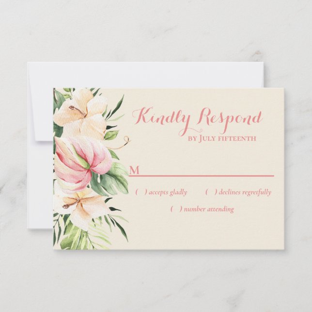 Tropical Plumeria & Flamingo Lily OSA Kort (Framsida)