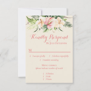 Tropical Plumeria & Flamingo Lily OSA w/menu Choi Kort