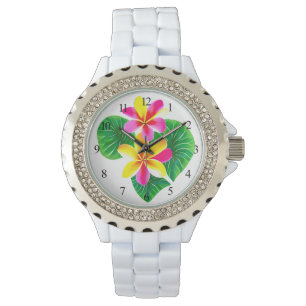 Tropical Plumeria Flowers Armbandsur