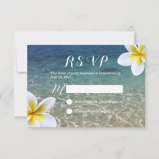 Tropical Plumeria Flowers Beach Wedding OSA Kort (Framsida)