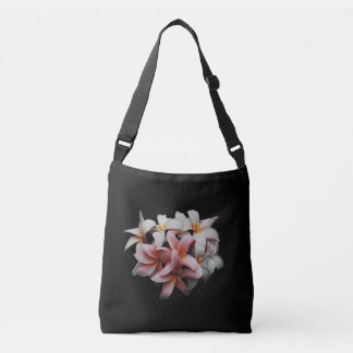 Tropical Plumeria Flowers Black Tote Bag Axelväska