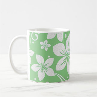 Tropical Plumeria Flowers Grönt N White Kaffemugg