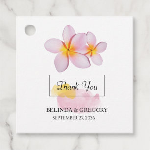 Tropical Plumeria Frangipani Bröllop Gift Gåvor Etiketter