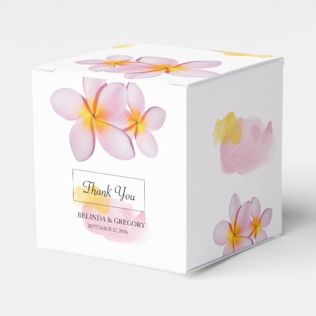 Tropical Plumeria Frangipani Bröllop Presentaskar (Framsidan Sidan)