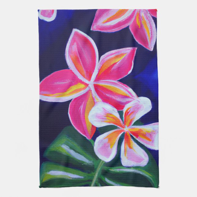 Tropical Plumeria frangipani köksdekorhandduva Kökshandduk (Vertikal)