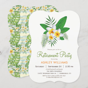 Tropical Plumeria Pension Party bjudan Inbjudningar