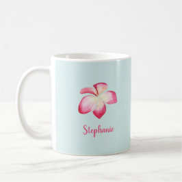 Tropical Plumeria Rosa Watercolor Kaffemugg