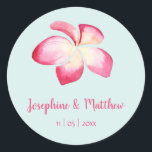 Tropical Plumeria Rosa Watercolor Wedding Stickers Runt Klistermärke<br><div class="desc">De här bröllopsklistermärkena har vattenfärgade plumeria-blommor av rosa. Du kan anpassa dessa klistermärken med namn och bröllop-datumet. Klicka på knappen "Anpassa" om du vill ha fler alternativ om du vill ändra texten storlek eller om du vill lägga till ytterligare text. Dessa klistermärken är idealiska för använda som klistermärken eller för...</div>