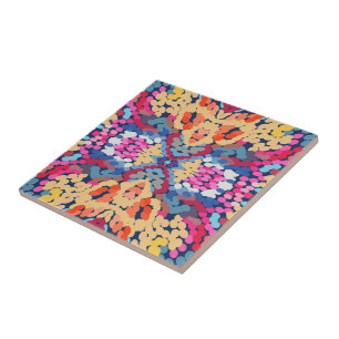 Tropical Plumeria Spoted Flowers Tile Mönster Kakelplatta