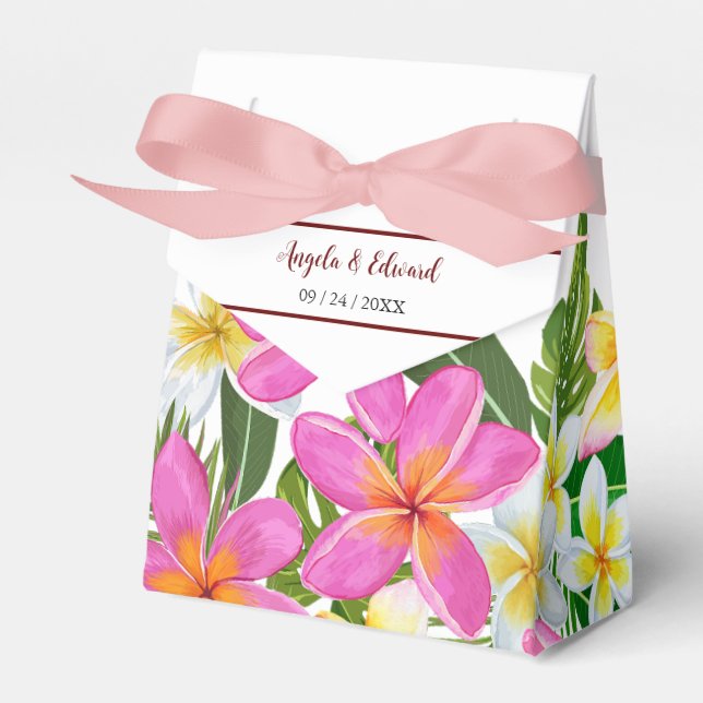 Tropical Plumeria Temple Träd-favoritruta Presentaskar (Framsidan Sidan)