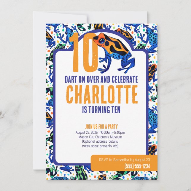 Tropical Poison Dart Frog Birthday-inbjudan Inbjudningar (Framsida)