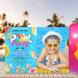 Tropical Pool Bash for Girl – Birthday Girl Photo Inbjudningar