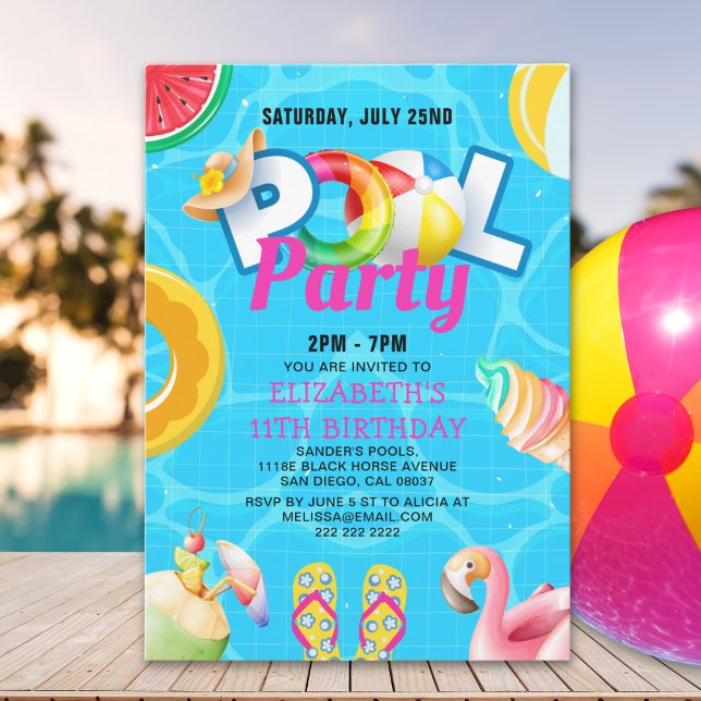 Tropical Pool Bash for Girl – Summer Birthday Girl Inbjudningar (Skapare uppladdad)