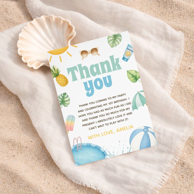 Tropical Pool Party Watercolor Tack Inbjudningar (Skapare uppladdad)
