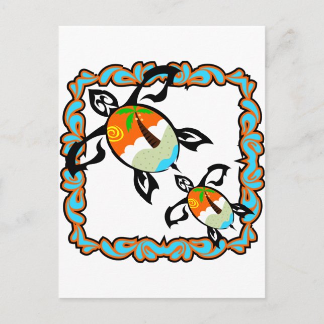 Tropical-print-sköldpadda Vykort (Framsida)