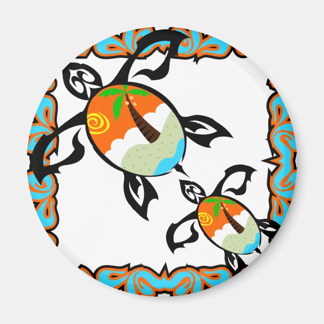 Tropical-print turtle magnet (Framsidan)