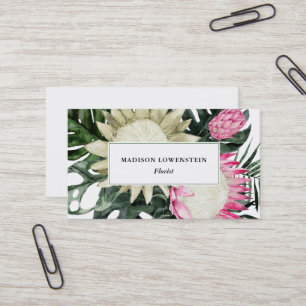 Tropical Protea Monstera Greenery Visitkort