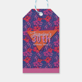 Tropical Purple Floral Birthday Presentetikett