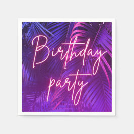 Tropical Purple Palm Leaf Birthday Party Pappersservett