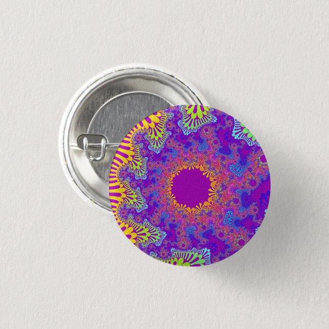 Tropical Rainbow Sunburst Small Button Knapp (Framsida & baksida)