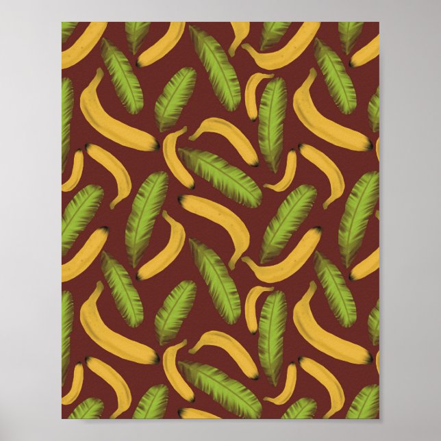 Tropical Red Banana Löv Mönster Poster (Framsidan)