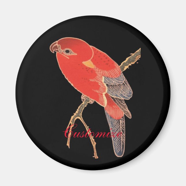 Tropical Red Parrot Thunder_Cove Magnet (Framsidan)