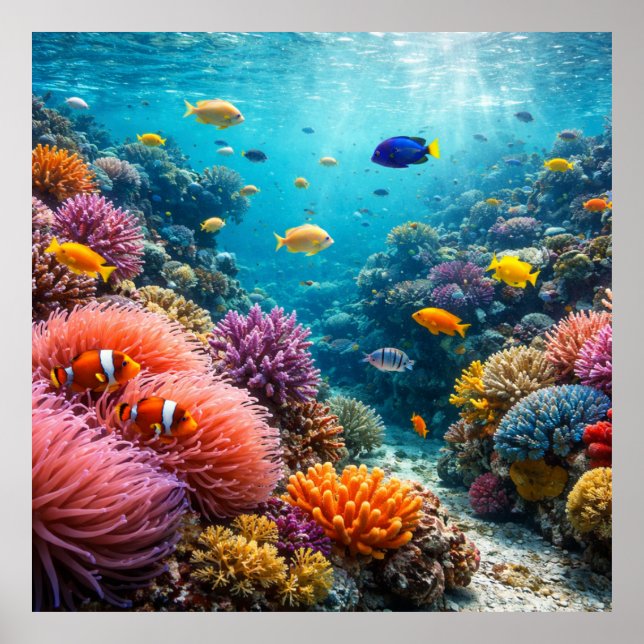 Tropical Reef Full of Marine Life Poster (Framsidan)