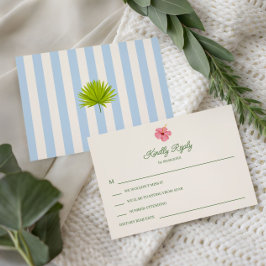 Tropical Retro Coastal Wedding Invitation, OSA Kort