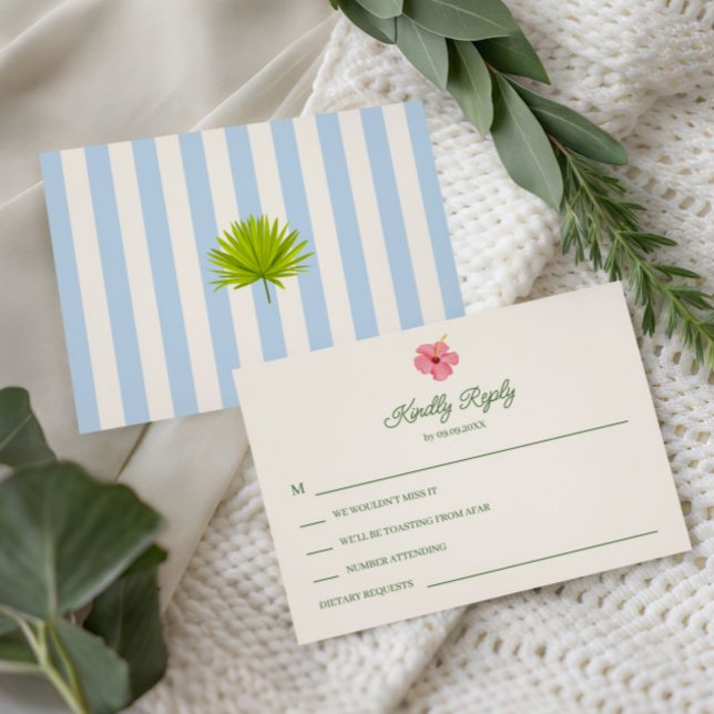 Tropical Retro Coastal Wedding Invitation, OSA Kort (Skapare uppladdad)