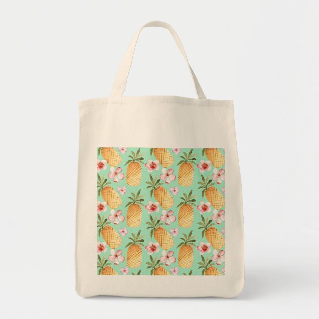 Tropical retro print on mint background tygkasse (Framsidan)