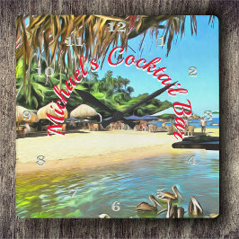 Tropical River Cocktail Pub 0330 Fyrkantig Klocka