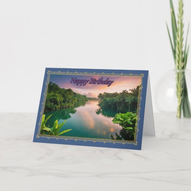 Tropical River Man's Birthday Card Kort (Framsida)