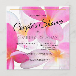 Tropical Rosa Blommigt Hawaii Beach Couple Shower Inbjudningar