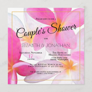 Tropical Rosa Blommigt Hawaii Beach Couple Shower Inbjudningar