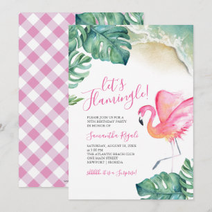 Tropical Rosa Flamingo 50:e Födelsedagsfesten Inbjudningar