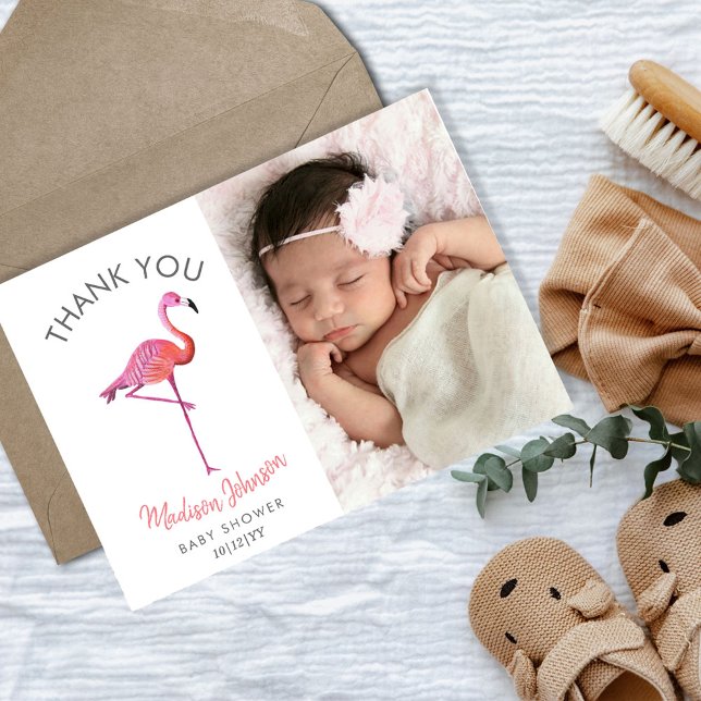 Tropical Rosa Flamingo | Tack Vykort (Skapare uppladdad)