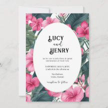 Tropical Rosa Helgdag Blommigt Skriv ut Bröllop