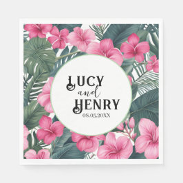Tropical Rosa Helgdag Blommigt Skriv ut Bröllop Pappersservett