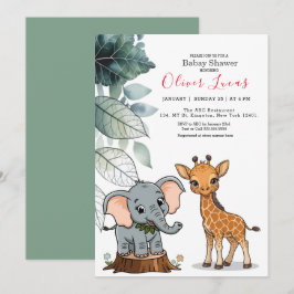 Tropical Safari Animals Baby Shower-inbjudan Inbjudningar