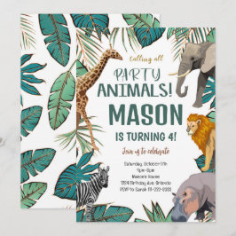 Tropical Safari Animals Birthday Call Inbjudningar