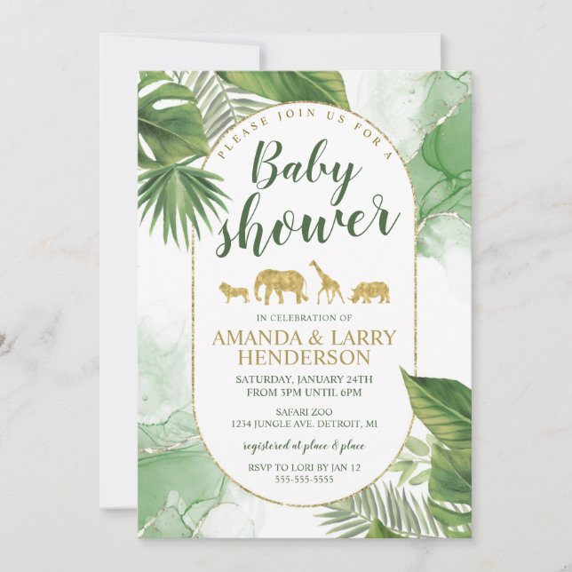 Tropical Safari Baby Shower-inbjudan Inbjudningar (Framsida)