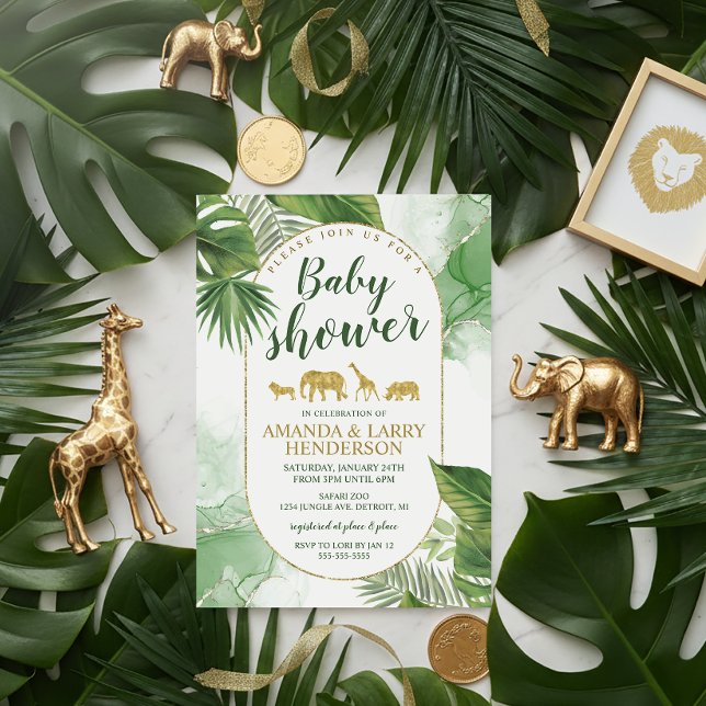 Tropical Safari Baby Shower-inbjudan Inbjudningar (Elegant Safari Baby Shower Invitation)