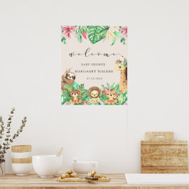 tropical safari baby shower Welcome Poster