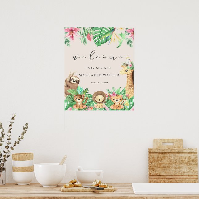 tropical safari baby shower Welcome Poster (Kök)