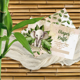 Tropical Safari Elephant Baby Shower Diaper Raffle Tilläggskort